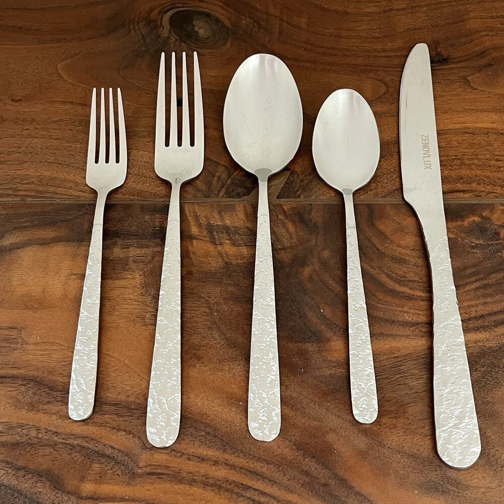 20-Piece Hammered Silverware Cutlery Set Service for 4 Stainless Steel 18/0